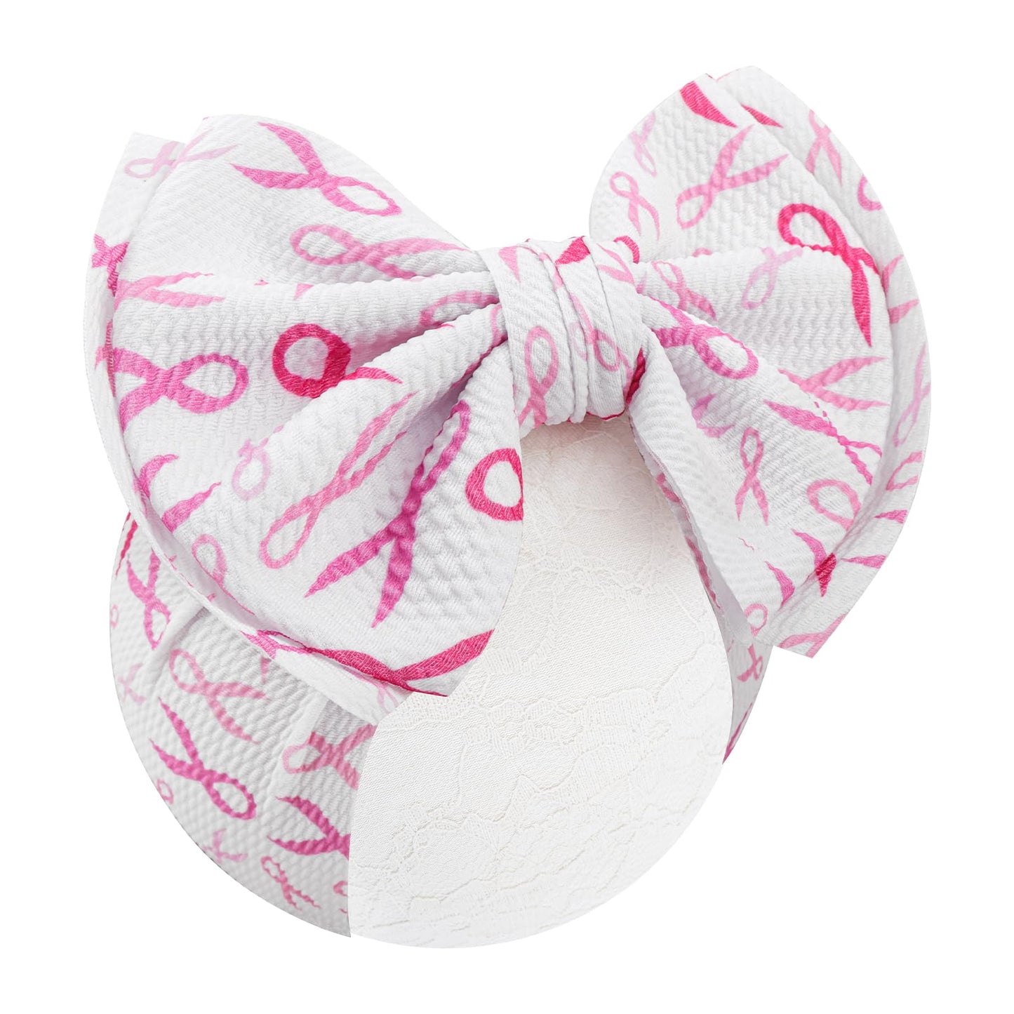 YanJie 7 Double Layered Pink Hair Bow for Baby Girls Breast Cancer Awareness Accessories Breast Cancer Gifts Pink Ribbon Headban