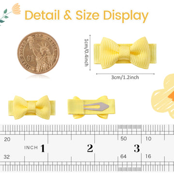 Yoyokid 50Pcs Baby Girls Snap Hair Clips, 1.2' Grosgrain Ribbon Tiny Hair Bows Clips For Baby Girls Toddlers Infant Fine Thin H