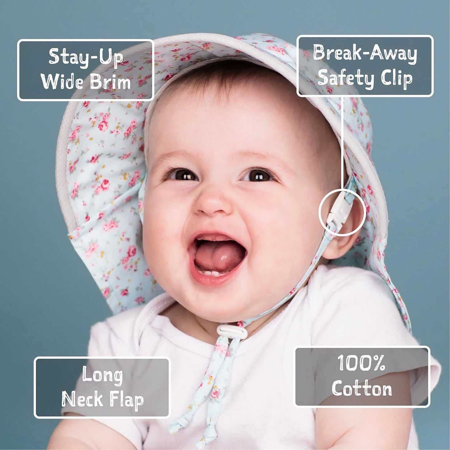 Jan & Jul 100% Cotton Sun Protection Girls Beach Hat With Wide Neck Flap (Xl: 5-12 Years, Cotton Candy Tie-Dye)