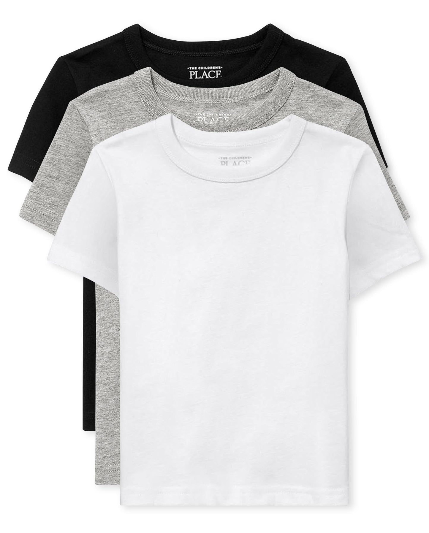 The Children'S Place Baby Boy'S And Toddler Basic Short Sleeve Tees, Black/Grey/White 3-Pack