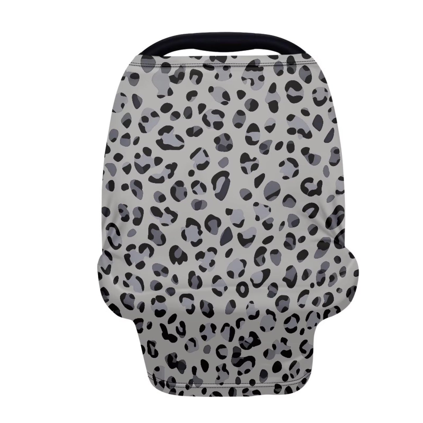 Biyejit Gray Leopard Nursing Cover for Newborn Breastfeeding Multi Use Infant Stroller Canopy Unisex Baby Car Seat Cover High Ch