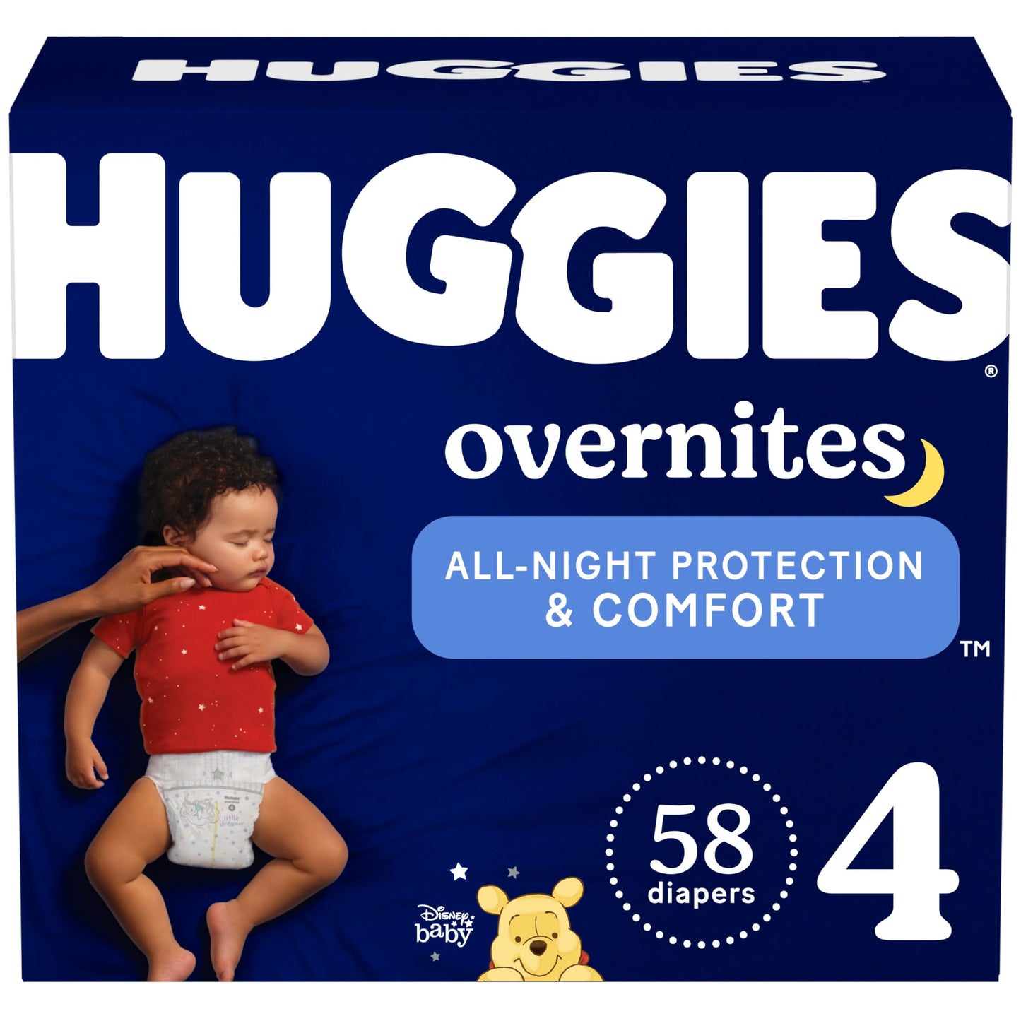 Huggies Overnites Size 4 Overnight Diapers (22-37 Lbs), 58 Ct, Packaging May Vary