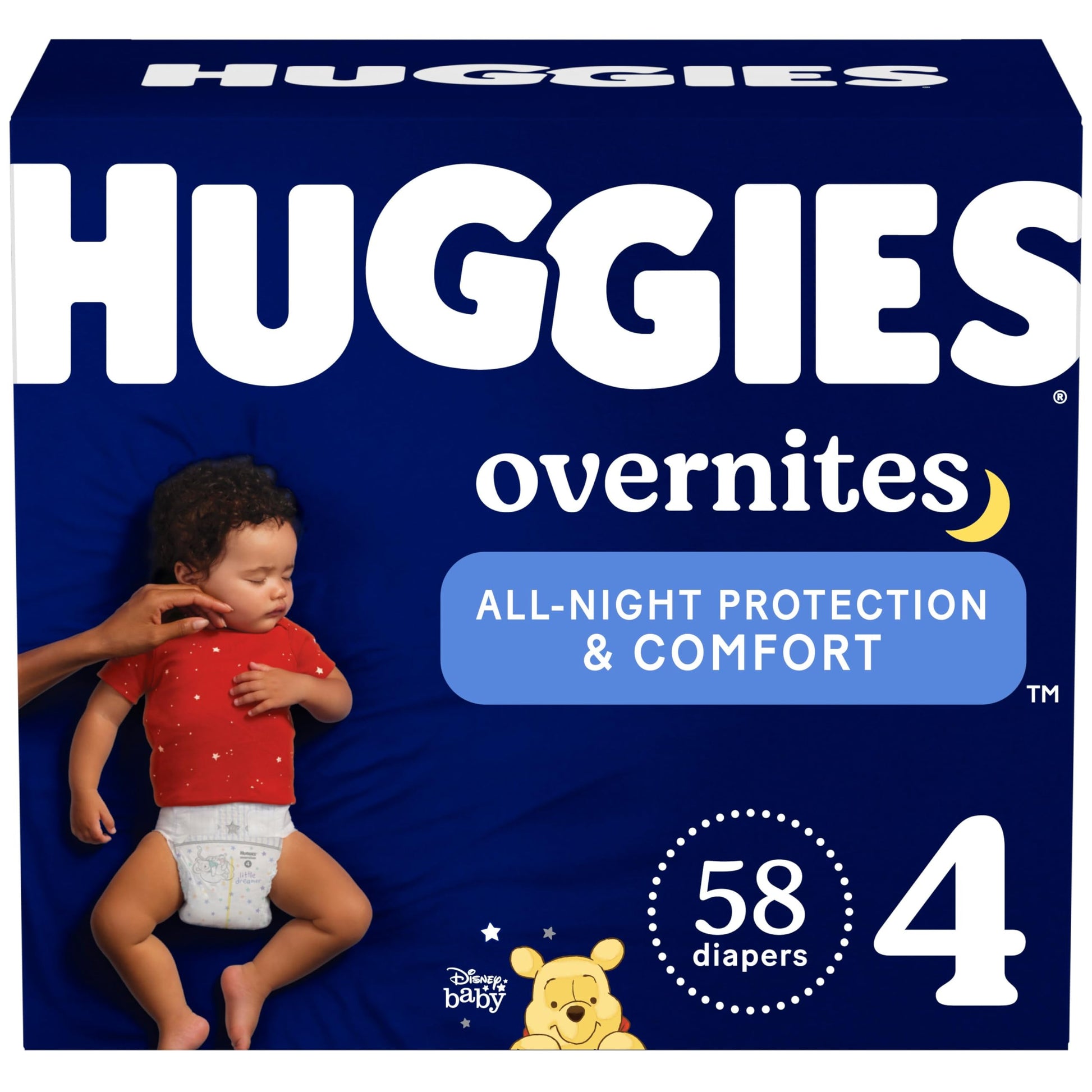 Huggies Overnites Size 4 Overnight Diapers (22-37 Lbs), 58 Ct, Packaging May Vary