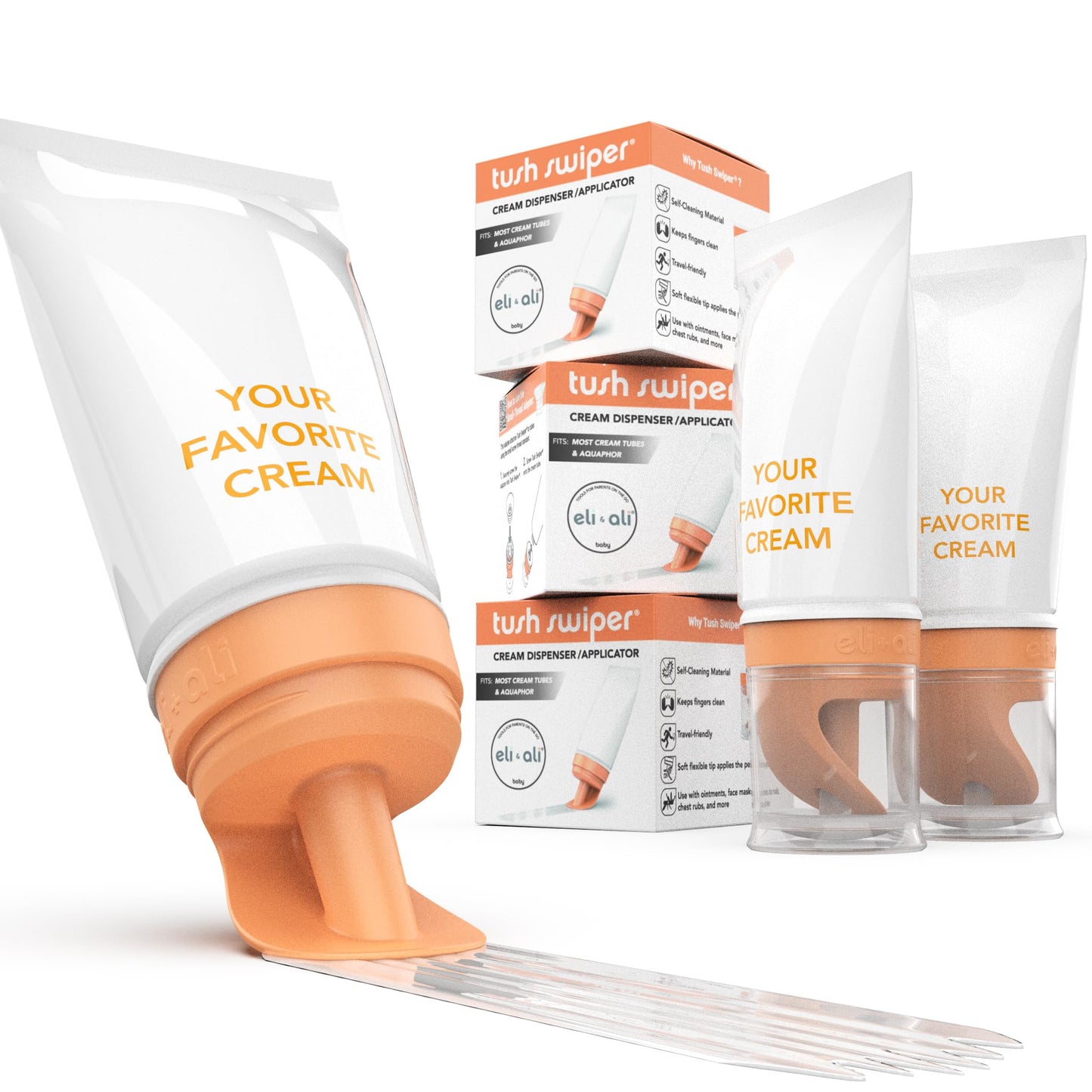 Eli & Ali Tush Swiper - Diaper Rash Cream & Butt Paste Applicator - Universal Fit for Most Diaper Creams | Mess-Free & Hygienic