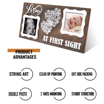 Yudarte Pregnancy Announcements Baby Ultrasound Picture Frame - New Mom First Time Parents Keepsake Gifts - Love At First Sight