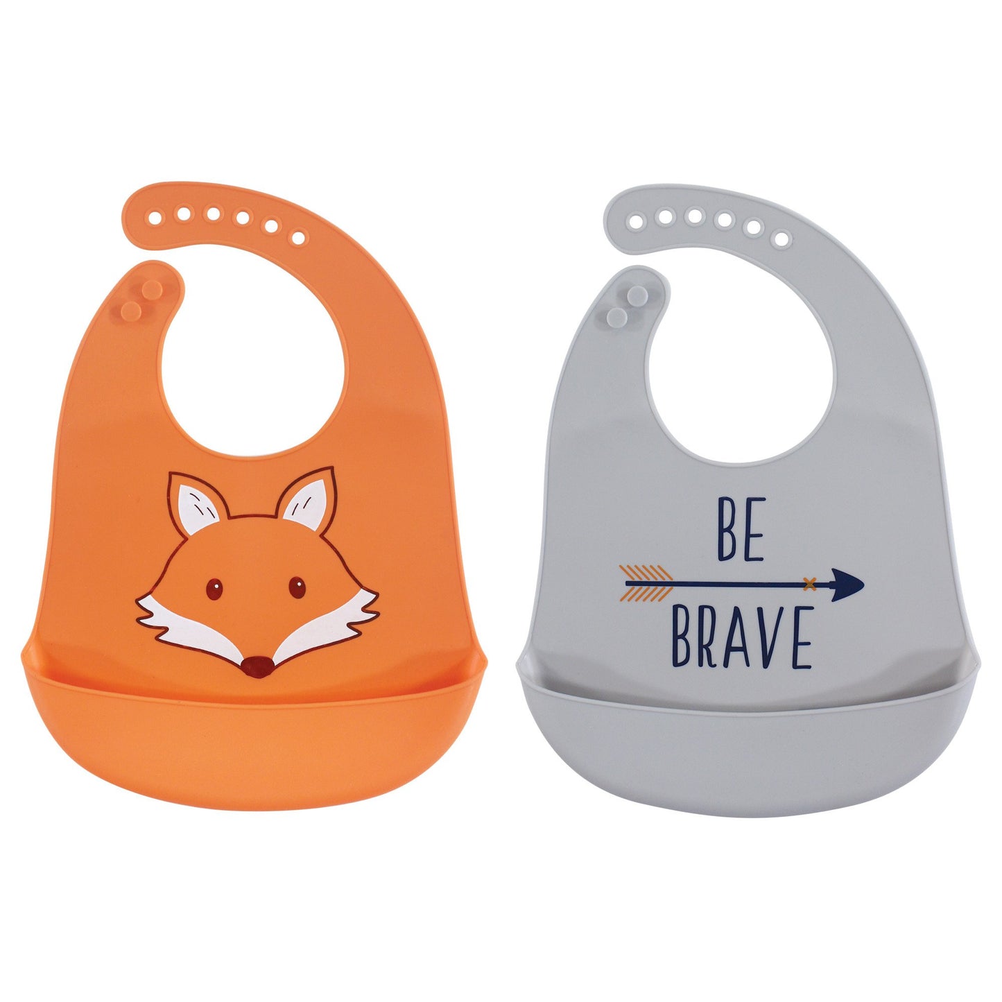 Hudson Baby Unisex Baby Silicone Bibs, Fox, One Size