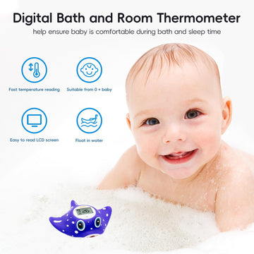 B&H Baby Bath Thermometer - Instant Read Digital Thermometer For Infant Bathtub And Room, Measure Newborn Water Temperature, Saf