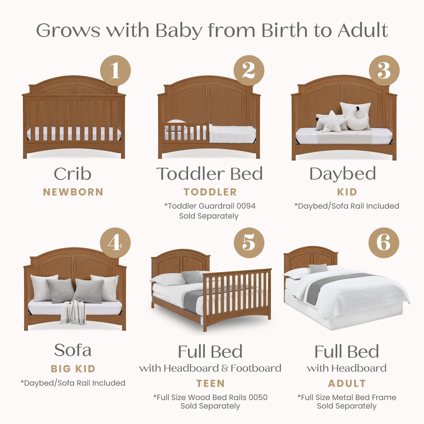 Delta Children Perry 6-In-1 Convertible Crib - Greenguard Gold Certified, Chestnut