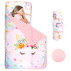 Toddler Nap Mat With Removable Pillow And Soft Dot Minky Blanket Pea Pod Kids Unicorn Napping Mats, Extra Large Rolled Slumber B