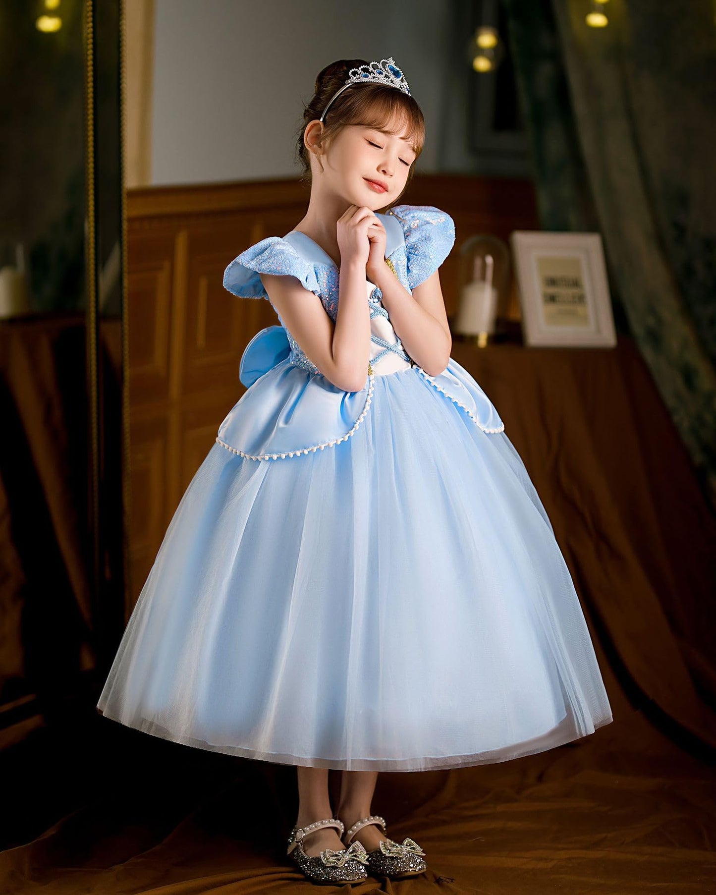 Hulaha Girls Princess Fancy Dress Kids Halloween Cosplay Dress Up Costume Sets For Cinderella3-4T