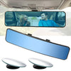 Universal 11.4 Inch Clip On Rearview Mirror - Anti Glare, Wide Angle - Convex - Blue Tint (Bonus 2 PCS Blind Spot Mirrors)