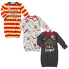 Harry Potter Hedwig Owl Newborn Baby Boys 3 Pack Sleeper Gowns Multicolor/Gray Newborn