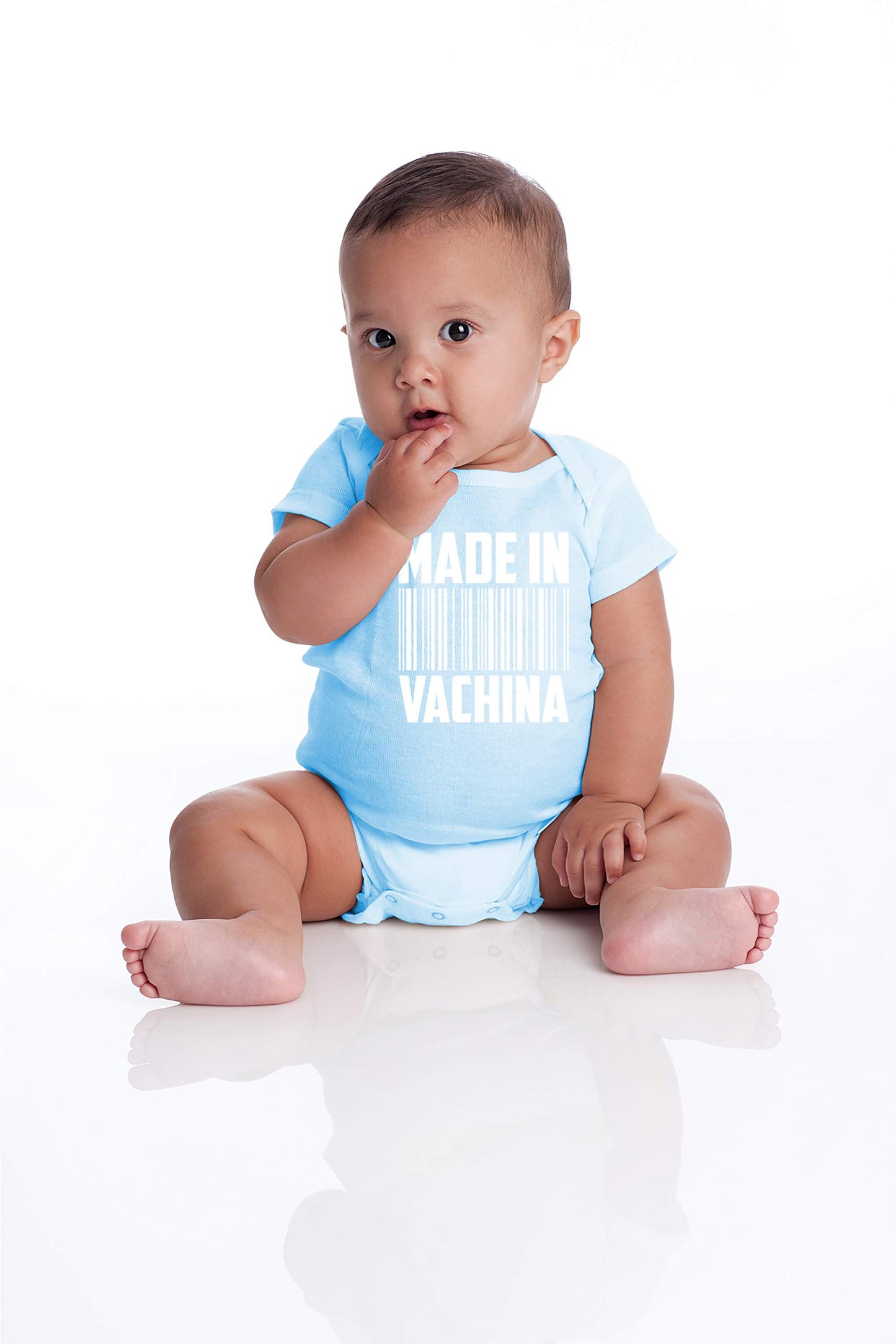 Made In Vachina - Funny Cute Infant Creeper Short Sleeve Bodysuits Infant Funny Baby Romper(Light Blue, 12 Months)