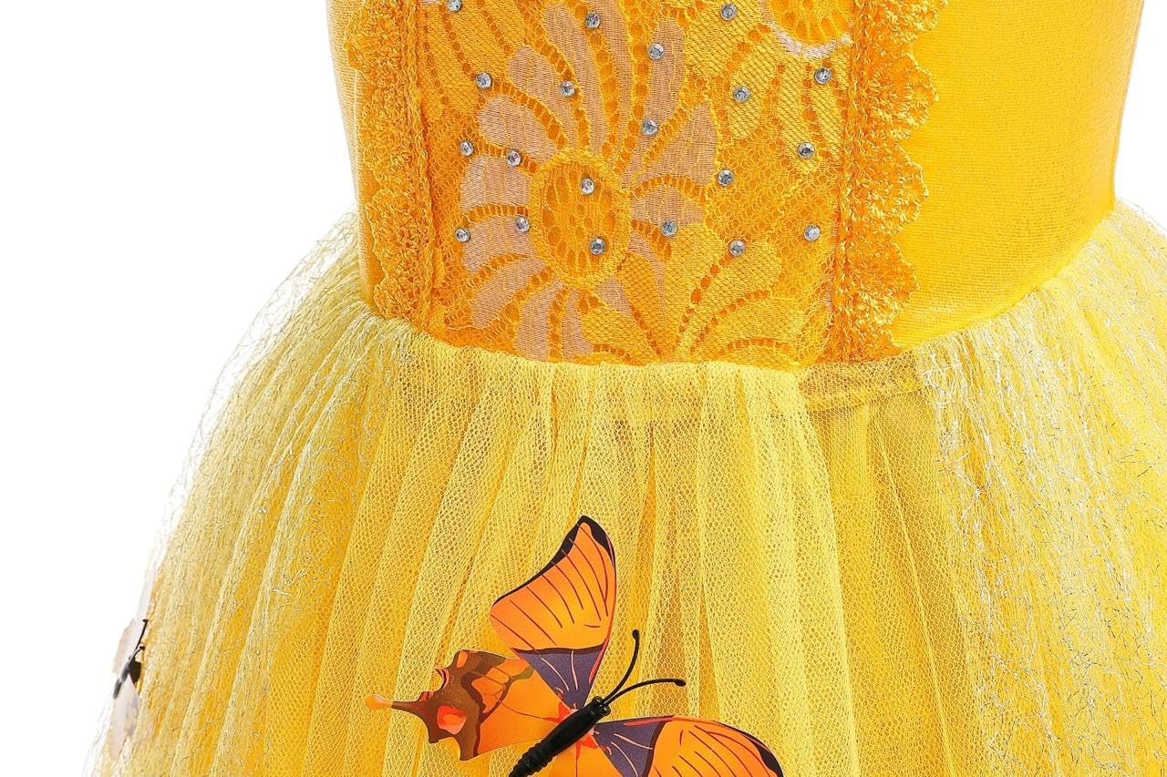 Dressy Daisy Girls' Princess Fancy Dress Up Costume With Accessories Christmas Halloween Outfit Butterfly Size 5-6 Yellow