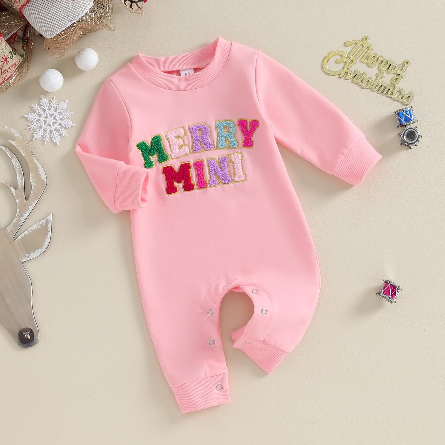 Fybitbo Infant Baby Boy Girl Clothing Santa Long Sleeve Jumpsuit Romper Onesie Cute Newborn Christmas Outfit Winter Clothes (Pin