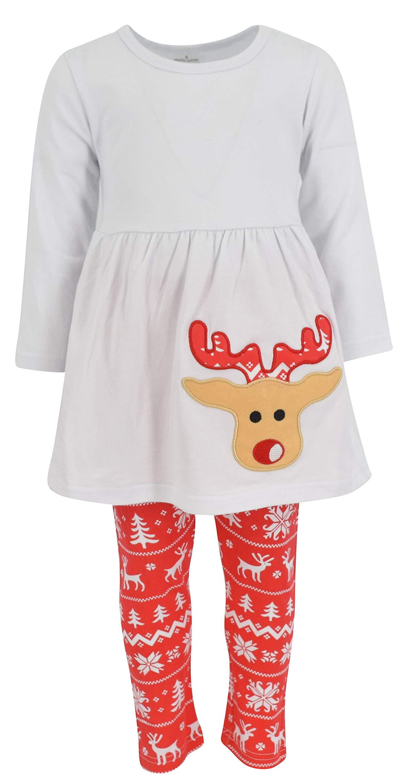 Unique Baby Girls 3 Piece Christmas Reindeer Legging Set (7) White