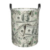 Gbuzozie Money Round Laundry Hamper Hundred Dollar Bill Storage Basket Toys Clothes Organizer Bin For Home Bathroom Bedroom Dorm