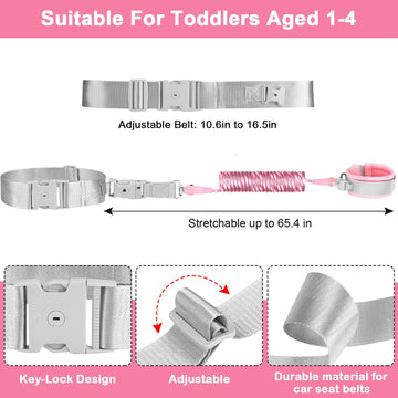 Accmor Reflective Toddler Belt Leash, Anti Lost Wrist Link For Baby, Kid Anti Lost Waist Band Child Leash With Lock For Babies G