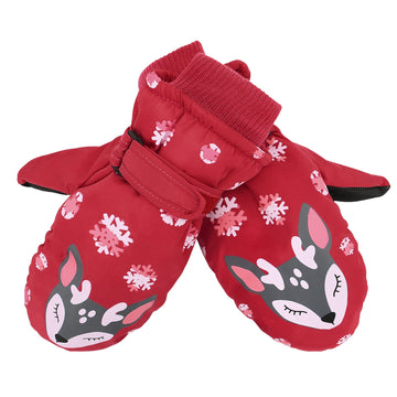 Kids Snow Mittens For Toddler Winter Gloves Waterproof Ski Kid Boy Mitten Fleece Glove Red Fox M(Fits 5-10 Years)