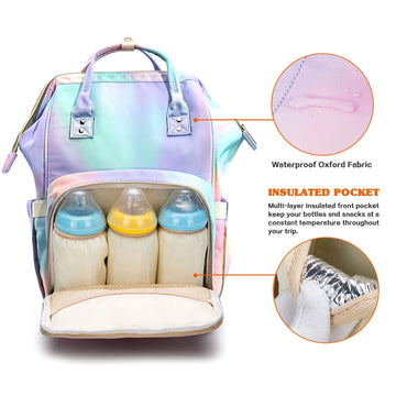 Limhoo Diaper Bag Backpack For Mom & Dad, Multifunction Waterproof Baby Changing Bags, Large Nappy Bag Backpack (Rainbow)