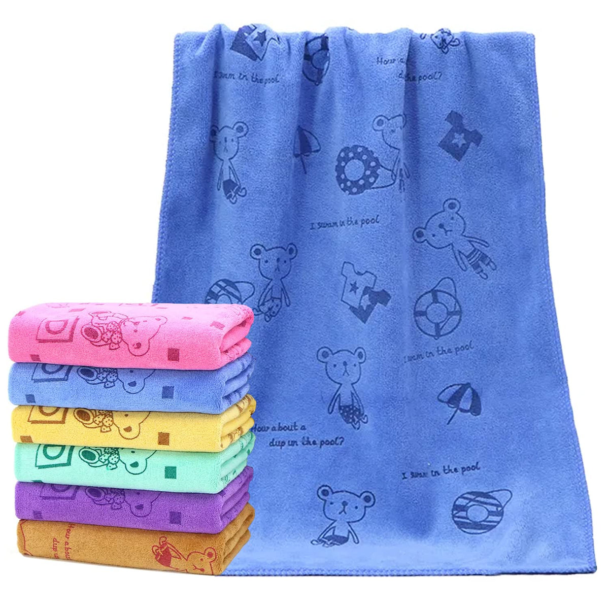 FIMALIA Soft Bath Towel Cotton Washcloth for New Born Baby,Infants and Toddlers(Colour & Prints May Vary)(Pack of 2) (Dark Color