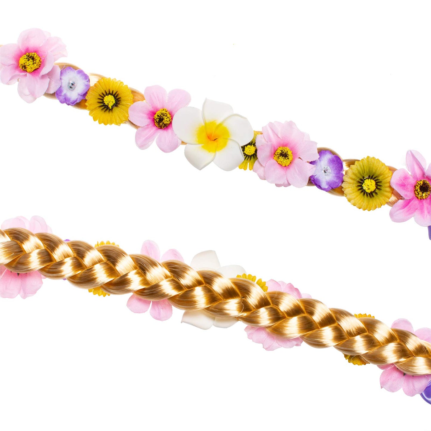 Party Chili Long Hair Princess Hairpiece Long Cosplay Braided Wigs For Girls Princess Dress Up Accessories (Rapunzel Flowers Hea