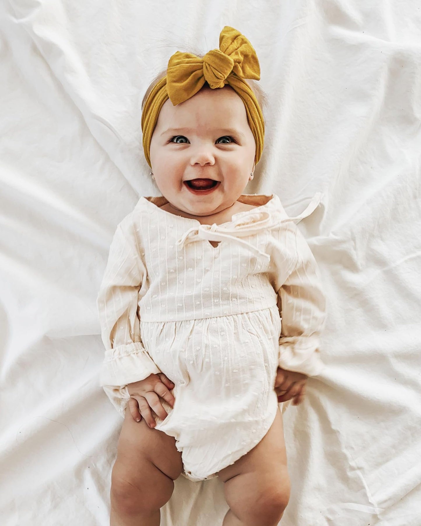 Jollybows 3Pcs Baby Nylon Headbands Hairbands Hair Bow Elastics For Baby Girls Newborn Infant Toddlers Kids (6-Khaki+Mustard+Leo