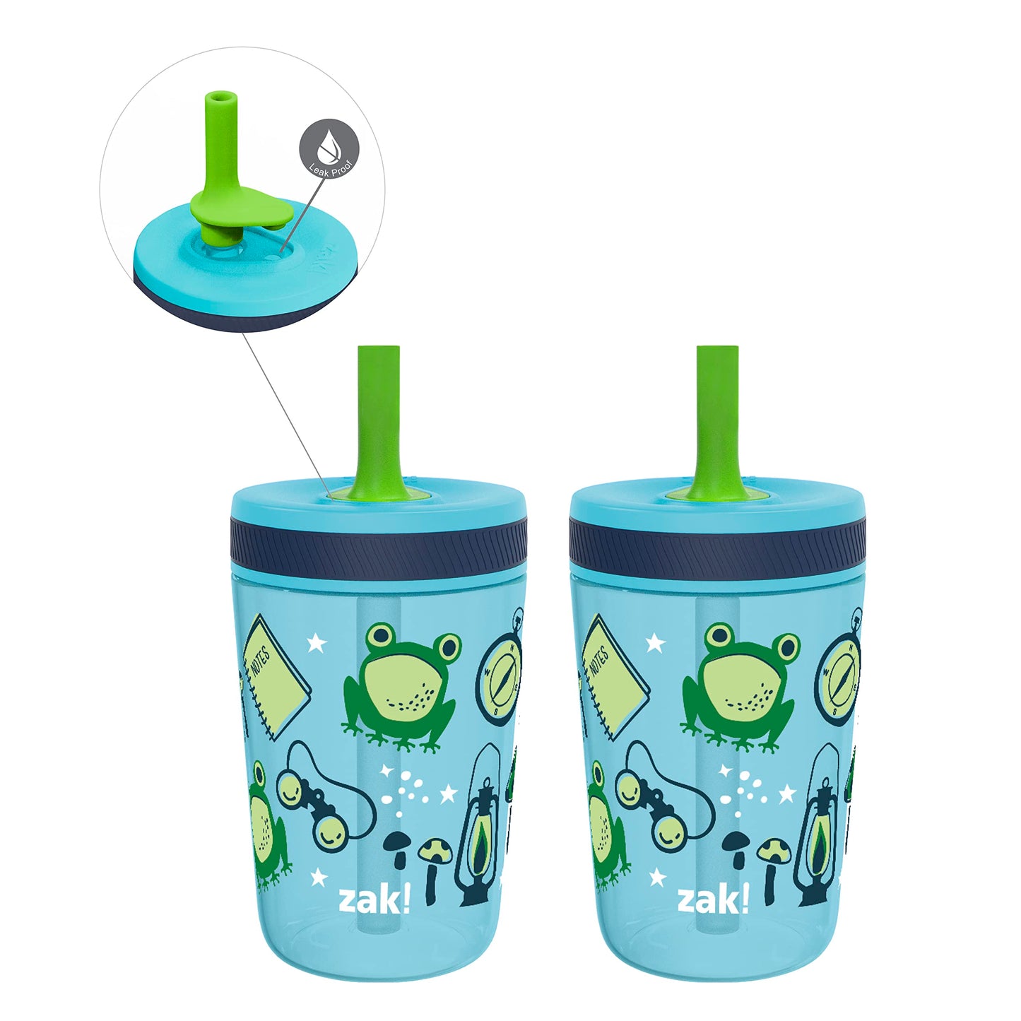 Zak Designs Kelso 15 Oz Tumbler 2Pc Set, (Campout) Non-Bpa Leak-Proof Screw-On Lid With Straw Made Of Durable Plastic And Silico