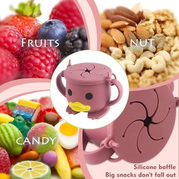 Silicone Snack Cup For Toddlers | Spill Proof Food Containers| Baby Snack Catcher| Food Grade Silicone Bpa-Free, Dishwasher Safe