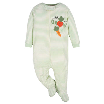 Gerber Unisex Baby 4 Pack 'N Play Footie And Toddler Sleepers, Happy Veggies, 6-9 Months Us