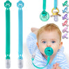 Silicone Pacifier Clip with Adapter Ring for Philips Avent Soothie, 2 Pack One-Piece Soft Binky Clips Holder for Baby Boys Girls