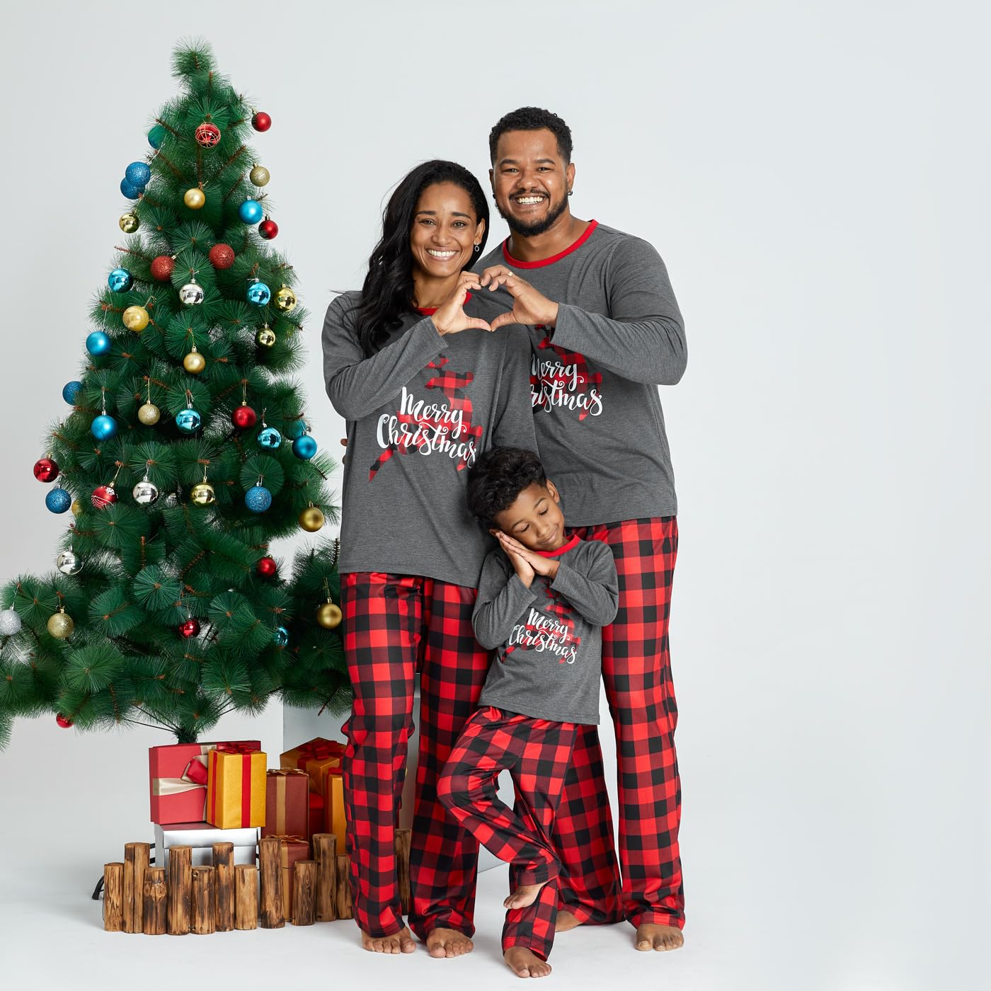 Iffei Matching Family Pajamas Sets Christmas Pj 'S Sleepwear Merry Christmas Reindeer With Plaid Bottom With Pocket 3-4 Years