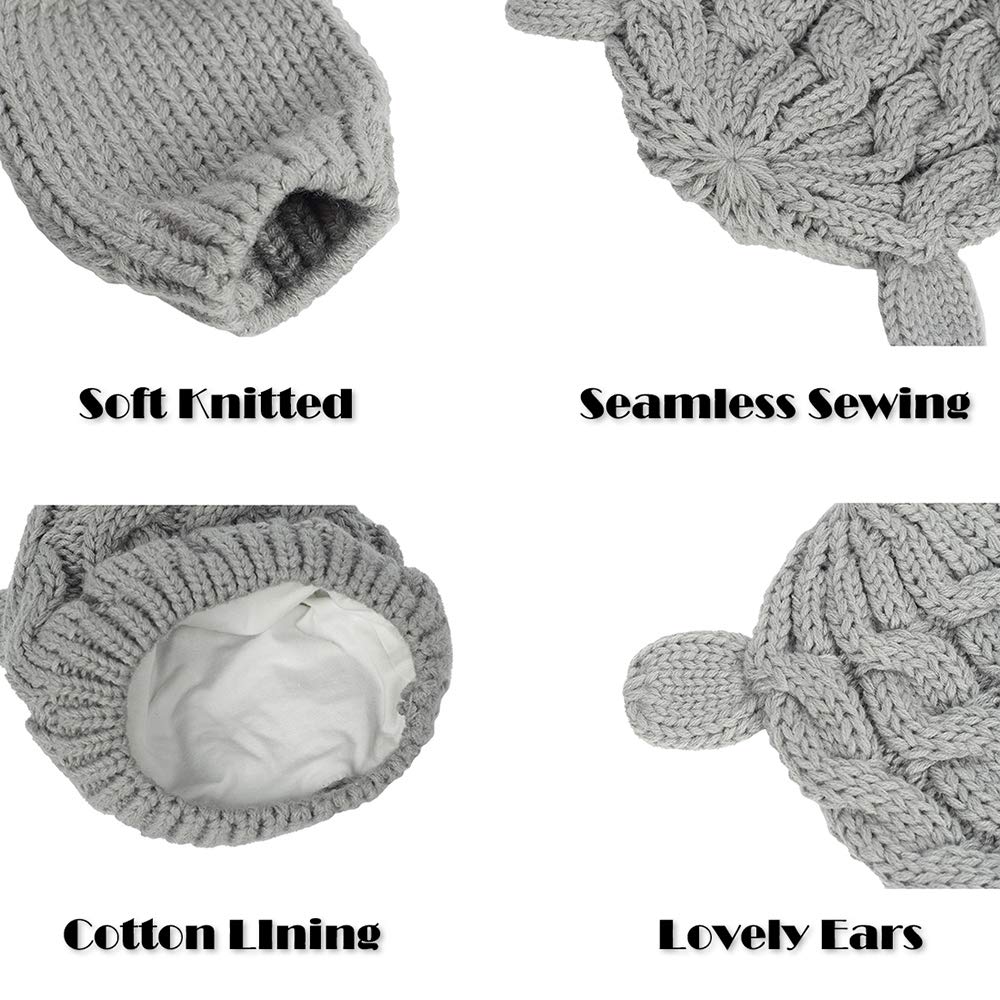 Fynnsure Baby Hat Glove Set Soft Newborn Mittens Baby Girl Boys Knitted Toddler Cap Infant Winter Beanie Mitten Sets Gray S