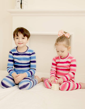 Vaenait Baby Kids Junior 100% Cotton Sleepwear Pajamas 2Pcs Set Tiedye-Bluenavy-244 M