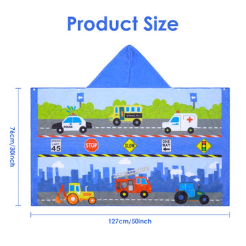 Decalsweet Kids Hooded Bath Towels Beach Towel For Toddlers 3-10 Years Girls Boys Soft Swim Pool Cover Up Microfiber Absorbent E