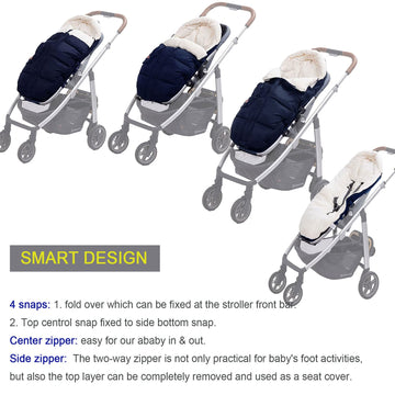 Kz Dotnz Stroller Footmuff, Stroller Cover For Winter, Front Panel Removeable Stroller Sleeping Bag, Adjustable Length Baby Stro
