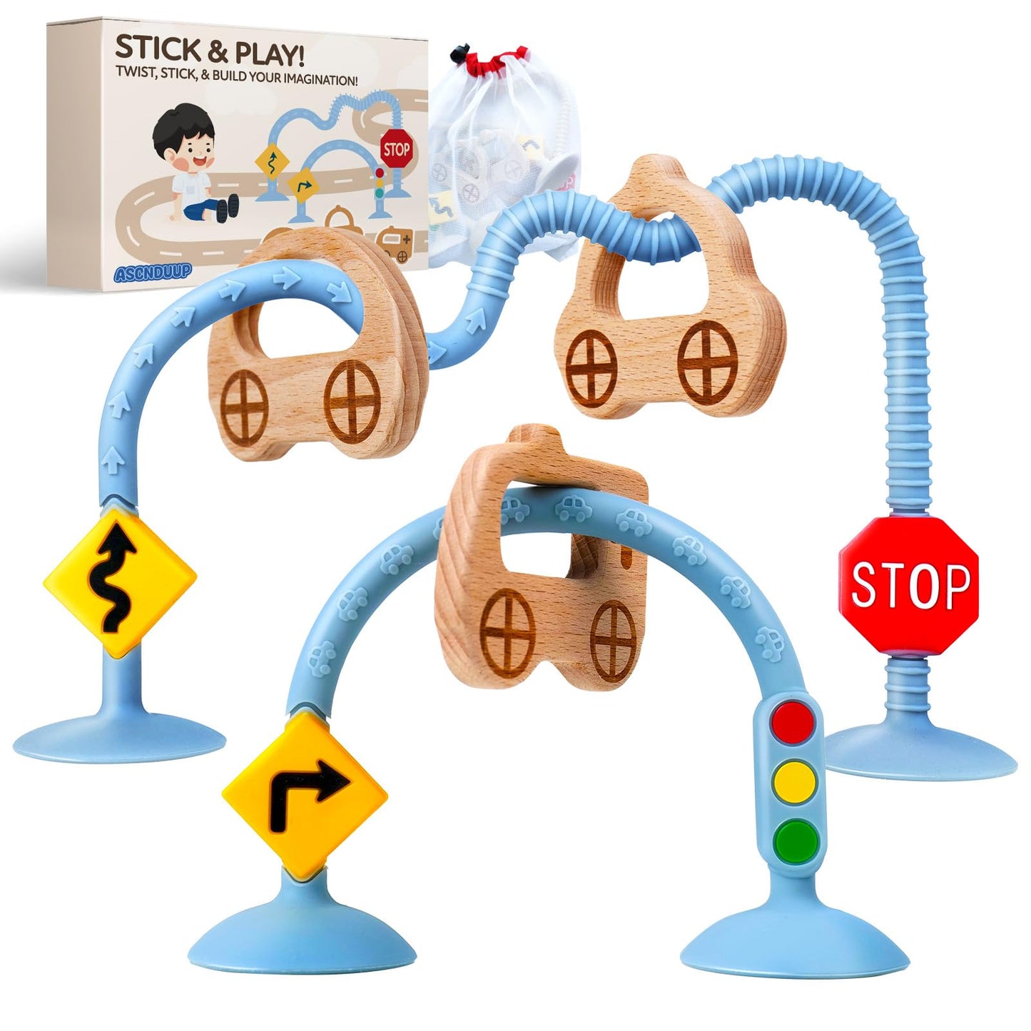 Baby Suction Cup Sensory Toy - Baby Toys for High Chairs, Airplane Travel, Bathtub, Restaurant, Montessori Interactive Silicone