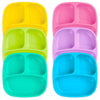 Re-Play Made In Usa Deep Walled 3 Compartment Plates, Pack Of 6 - Reusable Divided Plates For Kids, Dishwasher And Microwave Saf