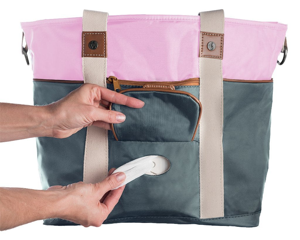 Vilah Bloom Harbor Side Tote Diaper Bag, Pink Elephant