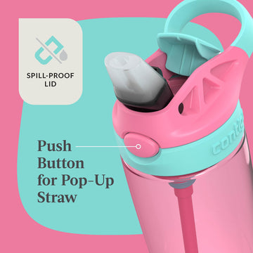 Contigo Aubrey Kids Bpa-Free Water Bottle With Silicone Straw, Spill-Proof Lid, Dishwasher Safe, 20Oz 2-Pack, Suitable For 3+ Ye