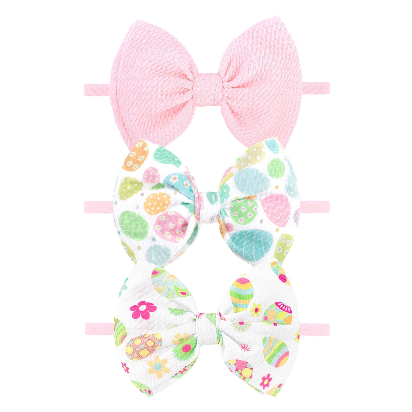 Yanjie Easter Hairbands Baby Girl Headbands Pink Baby Headband Cheer Bows Egg Carrots Print Nylon Hairbands Bows Infant Easter H