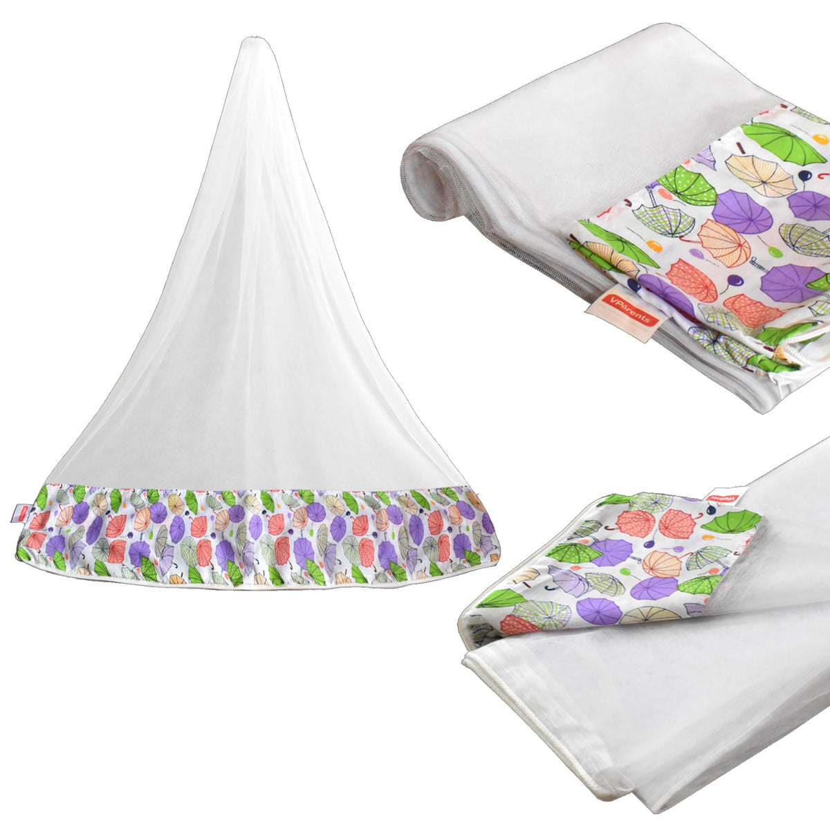 Vparents Mosquito Net For Baby Cradle Jhula Saree With Zip Opening At Bottom Purple
