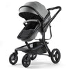 2-in-1 Convertible Baby Stroller with Aluminum Frame & Linen, Bassinet Stroller with Rubber Wheels, Foldable Infant Stroller wit