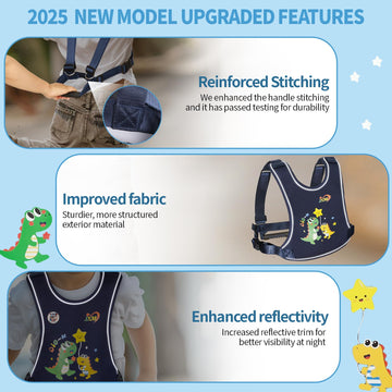2025 New Safety Harness With Light Reflector For Active Child (3-6 Yrs), Walking Harness With Grab Handle And Removable Autism A