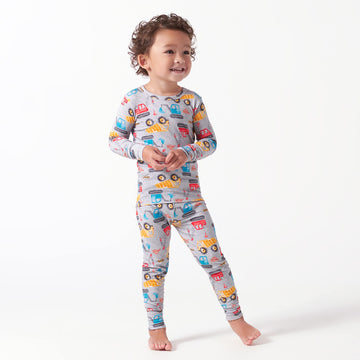 Gerber Unisex Baby Toddler Buttery Soft 2-Piece Snug Fit Pajamas With Viscose Made From Eucalyptus, Construction, 18 Months