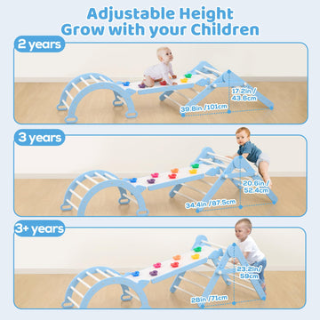 Funlio Foldable Pikler Triangle Set, Montessori Climbing Set With Solid Wood For Toddlers 2-6 Yrs, Adjustable 3-In-1 Indoor Play
