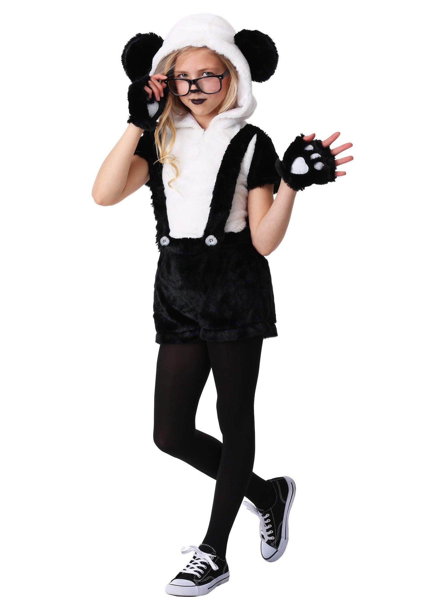 Fun Costumes Hip Panda Costume for Girls Kids Panda Outfit - Medium - Black