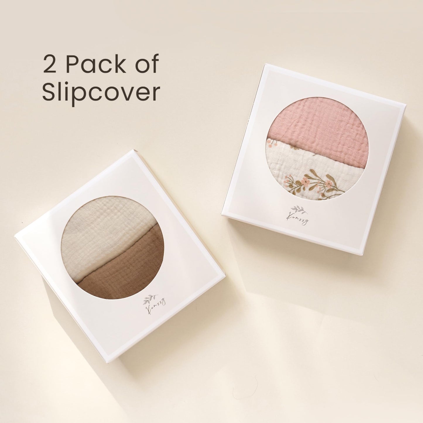 Konssy Muslin Baby Lounger Cover 2 Pack, 100% Cotton Newborn Lounger Cover, Soft And Breathable Lounger Slipcover For Boys Girls