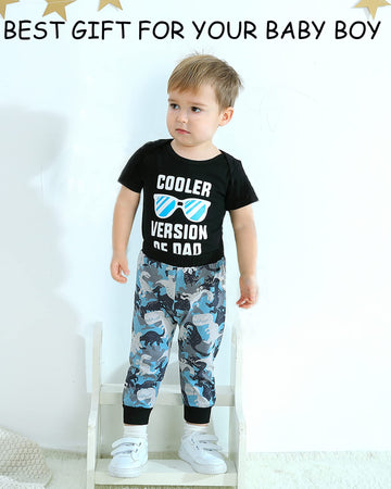 Nzrvaws Infant Baby Boy Clothes Baby Boy Outfits 12-18 Months Short Sleeve Romper Dinosaur Pants Set Black Cute 3Pc For Baby Boy