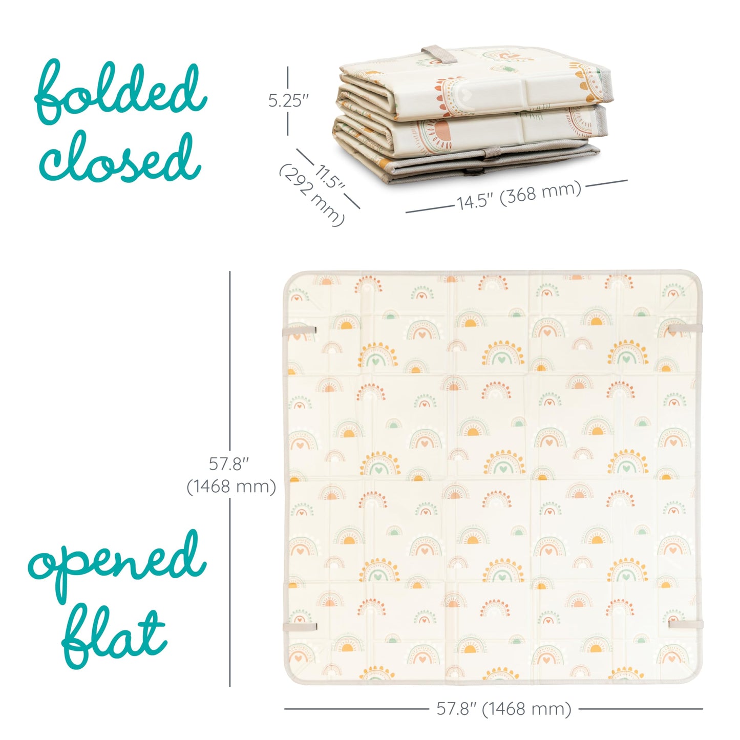 Infantino Foldable Soft Foam Mat, Extra Large Double-Sided Cushioned Portable Play Mat With Fold-Up Sides, Non Slip Crawling & P